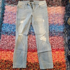 EMPYRE SLIM STRAIGHT DISTRESSED JEANS